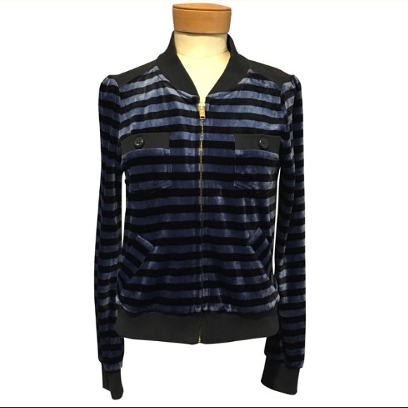 Marc Jacobs Striped Velvet Bomber Jacket - Picture 1 of 8